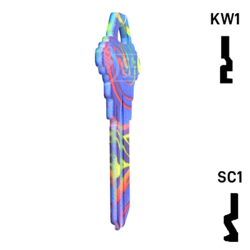 Happy Keys- Rainbow Swirl Key (Choose Keyway) Residential-Commercial Key Howard Keys