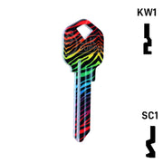 Happy Keys- Rainbow Zebra Key (Choose Keyway) Residential-Commercial Key Howard Keys