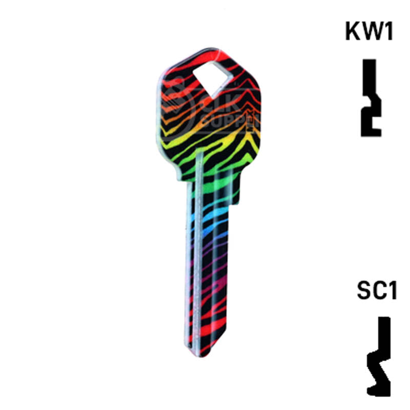 Happy Keys- Rainbow Zebra Key (Choose Keyway) Residential-Commercial Key Howard Keys