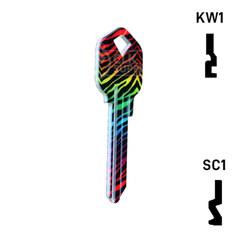 Happy Keys- Rainbow Zebra Key (Choose Keyway) Residential-Commercial Key Howard Keys