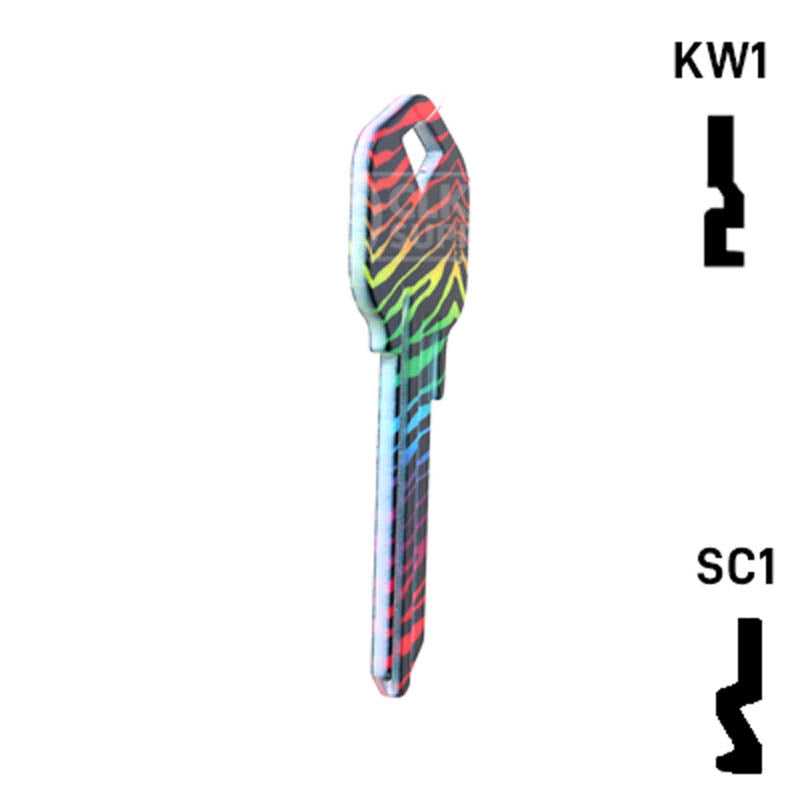 Happy Keys- Rainbow Zebra Key (Choose Keyway) Residential-Commercial Key Howard Keys
