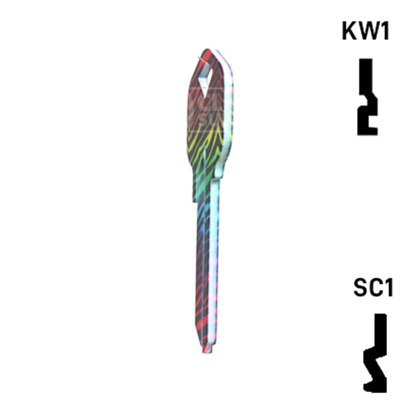 Happy Keys- Rainbow Zebra Key (Choose Keyway) Residential-Commercial Key Howard Keys