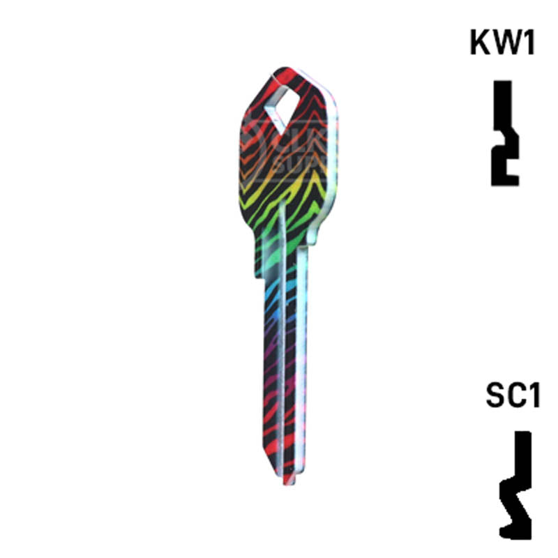 Happy Keys- Rainbow Zebra Key (Choose Keyway) Residential-Commercial Key Howard Keys