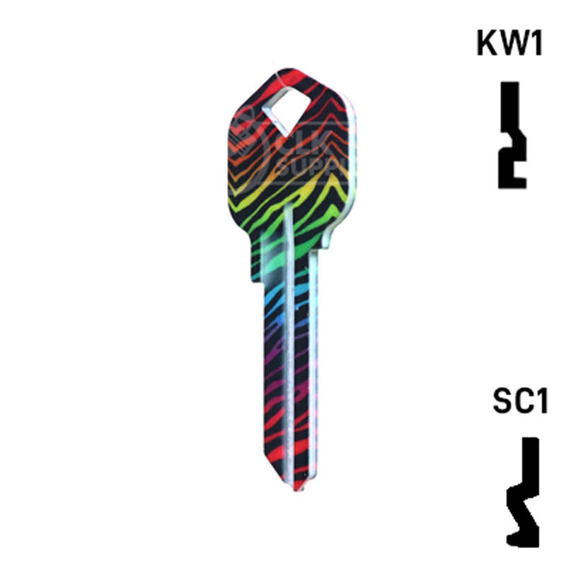 Happy Keys- Rainbow Zebra Key (Choose Keyway) Residential-Commercial Key Howard Keys