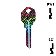 Happy Keys- Rainbow Zebra Key (Choose Keyway) Residential-Commercial Key Howard Keys