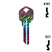 Happy Keys- Rainbow Zebra Key (Choose Keyway) Residential-Commercial Key Howard Keys