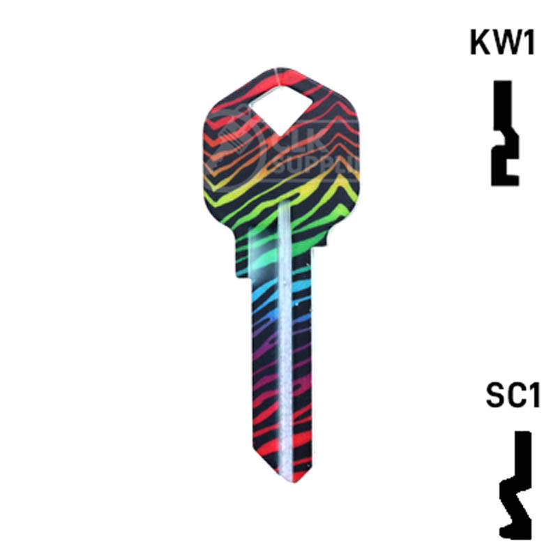 Happy Keys- Rainbow Zebra Key (Choose Keyway) Residential-Commercial Key Howard Keys