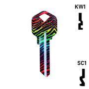 Happy Keys- Rainbow Zebra Key (Choose Keyway) Residential-Commercial Key Howard Keys