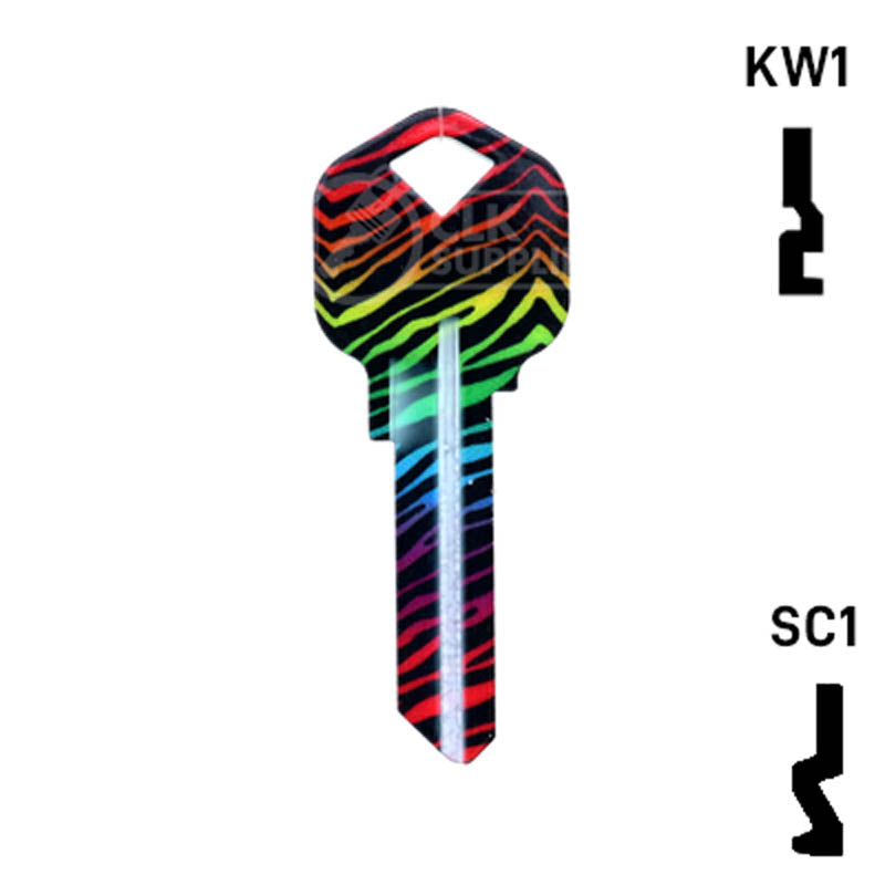 Happy Keys- Rainbow Zebra Key (Choose Keyway) Residential-Commercial Key Howard Keys
