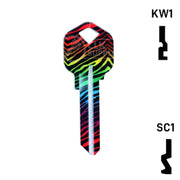 Happy Keys- Rainbow Zebra Key (Choose Keyway) Residential-Commercial Key Howard Keys