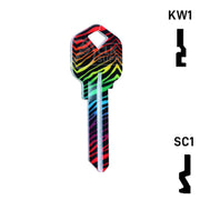 Happy Keys- Rainbow Zebra Key (Choose Keyway) Residential-Commercial Key Howard Keys
