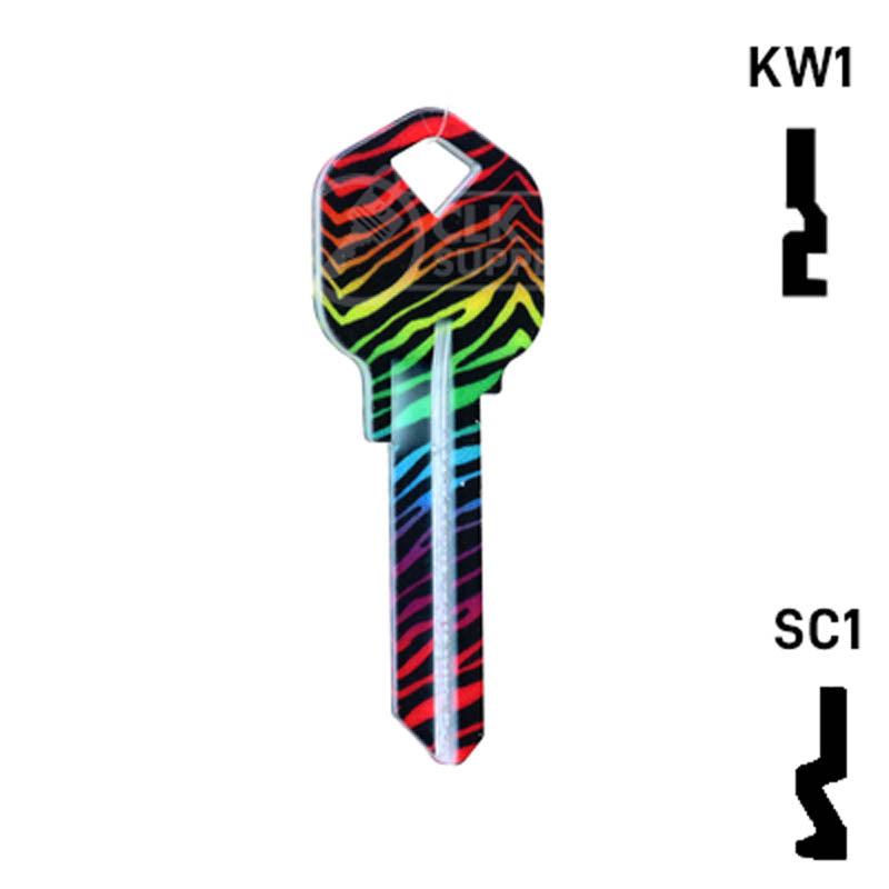 Happy Keys- Rainbow Zebra Key (Choose Keyway) Residential-Commercial Key Howard Keys