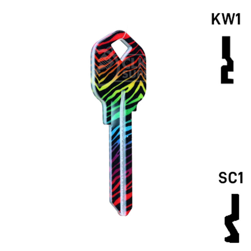 Happy Keys- Rainbow Zebra Key (Choose Keyway) Residential-Commercial Key Howard Keys