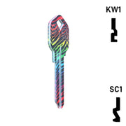 Happy Keys- Rainbow Zebra Key (Choose Keyway) Residential-Commercial Key Howard Keys