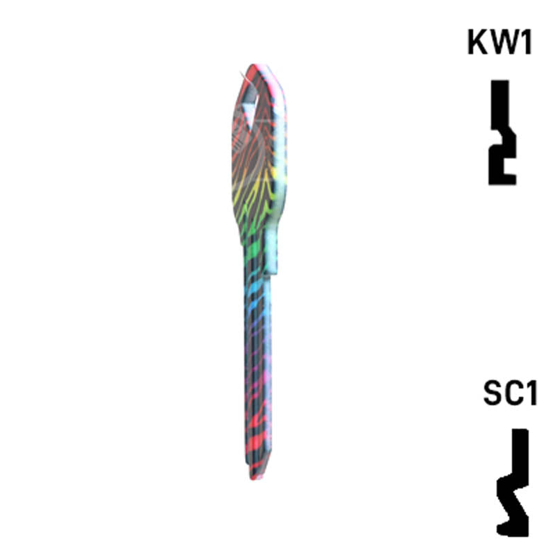Happy Keys- Rainbow Zebra Key (Choose Keyway) Residential-Commercial Key Howard Keys