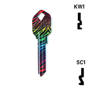 Happy Keys- Rainbow Zebra Key (Choose Keyway) Residential-Commercial Key Howard Keys