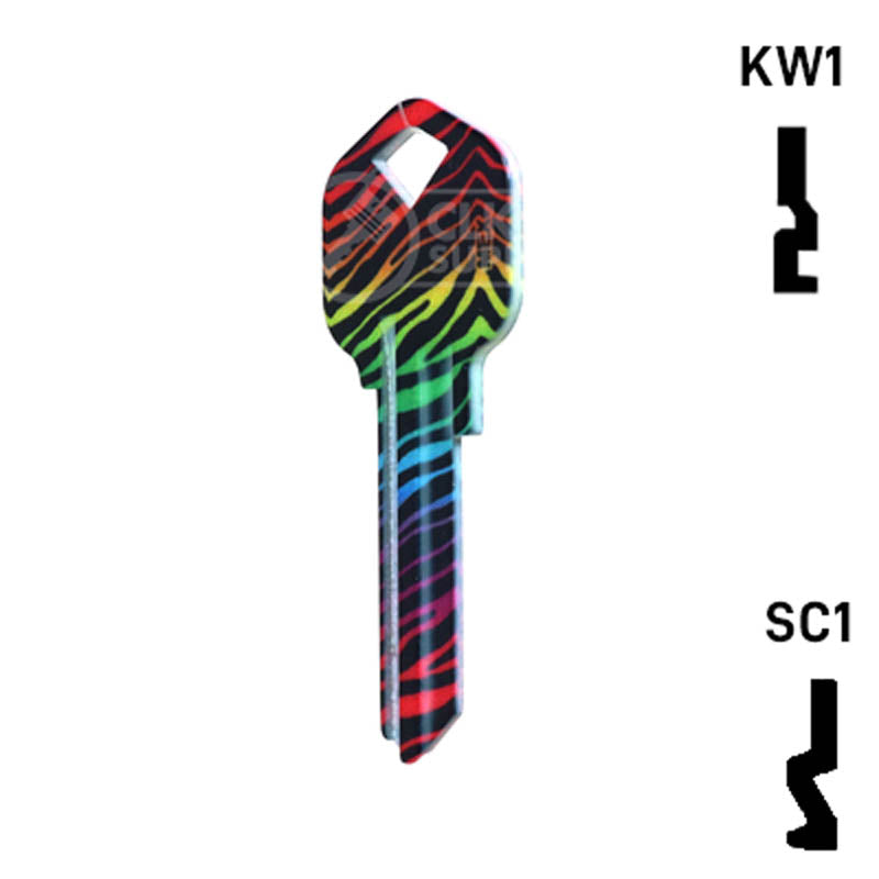 Happy Keys- Rainbow Zebra Key (Choose Keyway) Residential-Commercial Key Howard Keys