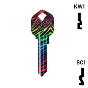 Happy Keys- Rainbow Zebra Key (Choose Keyway) Residential-Commercial Key Howard Keys