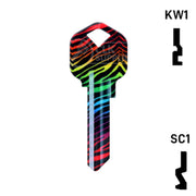 Happy Keys- Rainbow Zebra Key (Choose Keyway) Residential-Commercial Key Howard Keys
