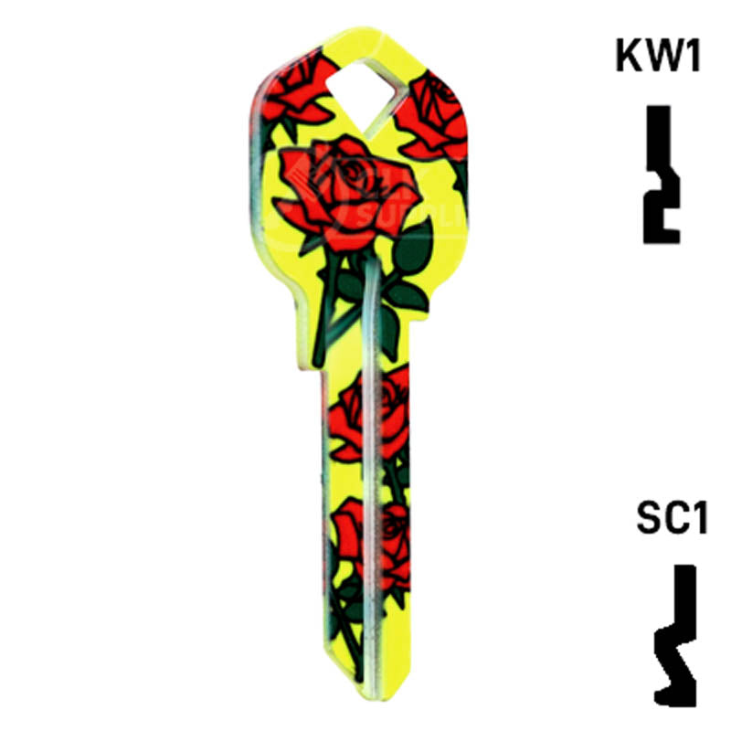 Happy Keys- Roses Key (Choose Keyway) Residential-Commercial Key Howard Keys