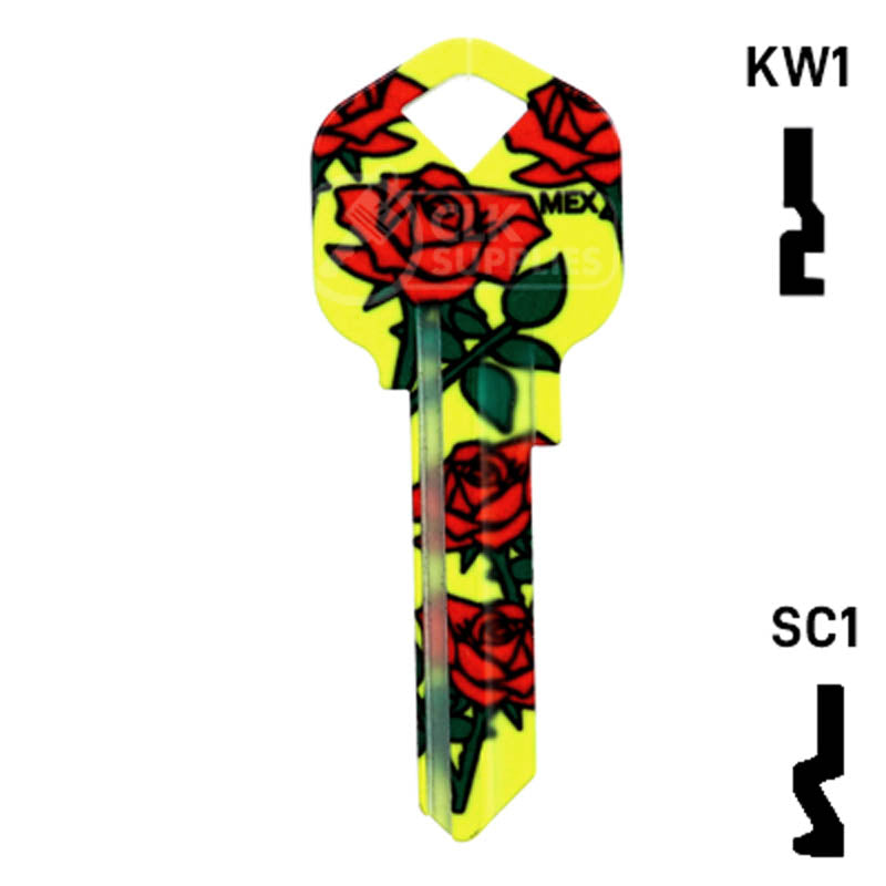 Happy Keys- Roses Key (Choose Keyway) Residential-Commercial Key Howard Keys