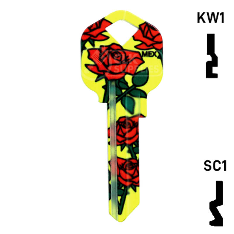 Happy Keys- Roses Key (Choose Keyway) Residential-Commercial Key Howard Keys
