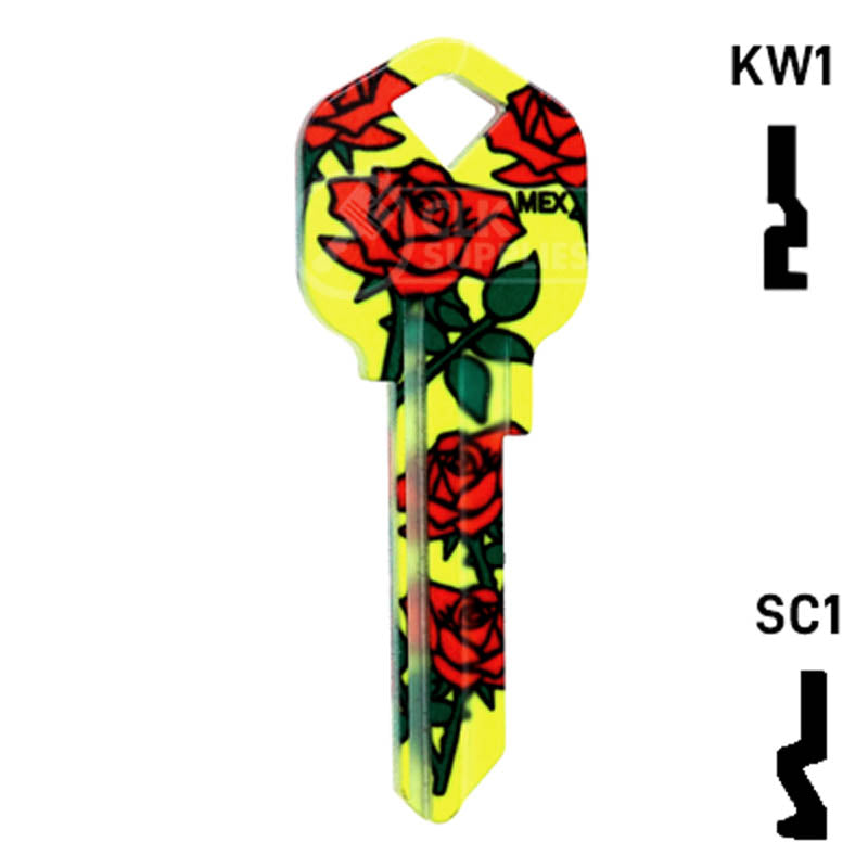Happy Keys- Roses Key (Choose Keyway) Residential-Commercial Key Howard Keys
