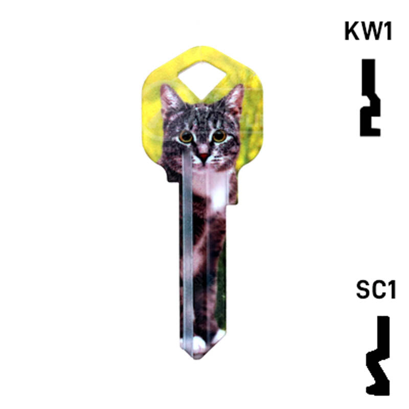 Happy Keys- Silver Tabby Key (Choose Keyway) Residential-Commercial Key Howard Keys
