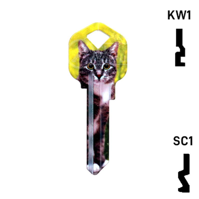 Happy Keys- Silver Tabby Key (Choose Keyway) Residential-Commercial Key Howard Keys
