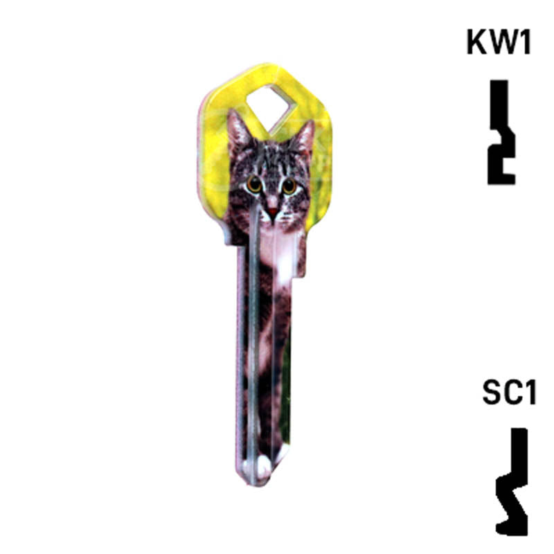 Happy Keys- Silver Tabby Key (Choose Keyway) Residential-Commercial Key Howard Keys