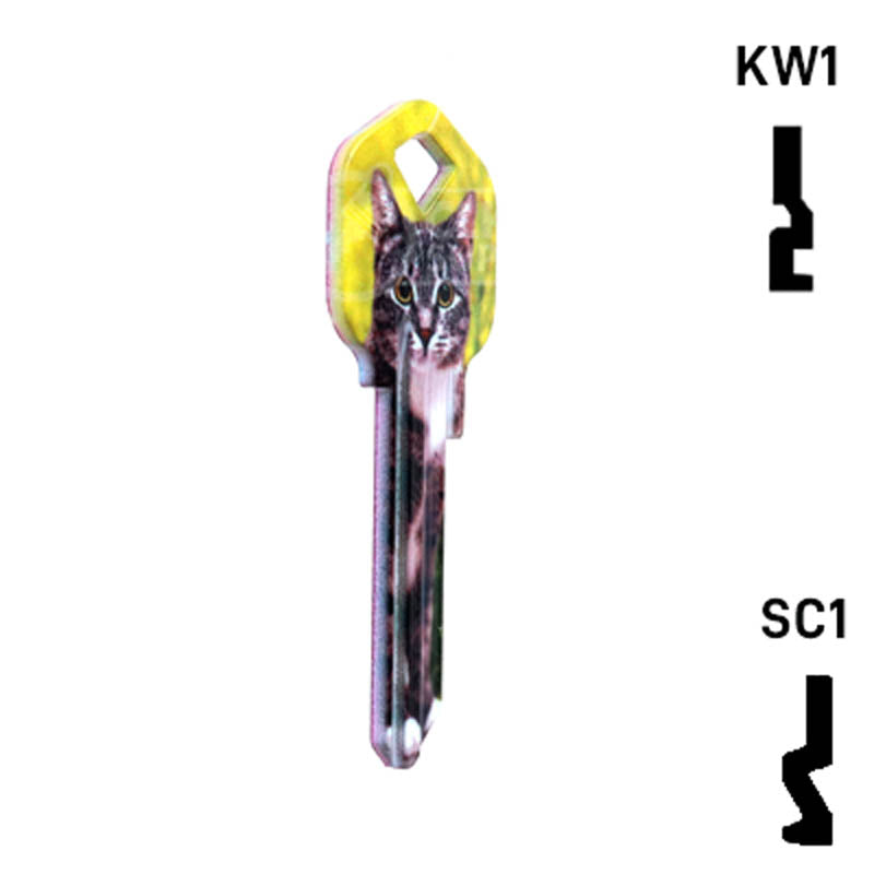 Happy Keys- Silver Tabby Key (Choose Keyway) Residential-Commercial Key Howard Keys