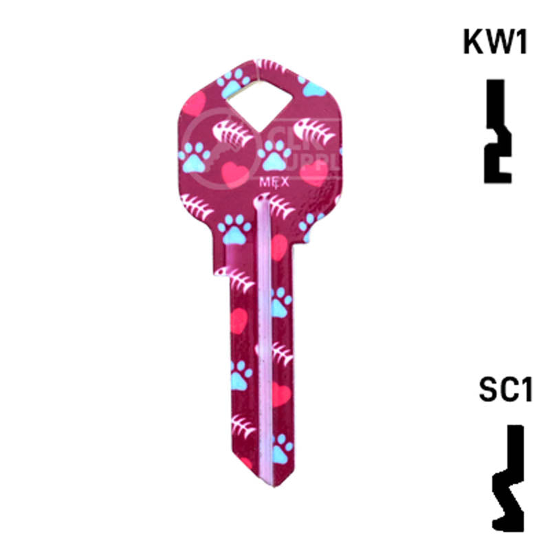 Happy Keys- Silver Tabby Key (Choose Keyway) Residential-Commercial Key Howard Keys