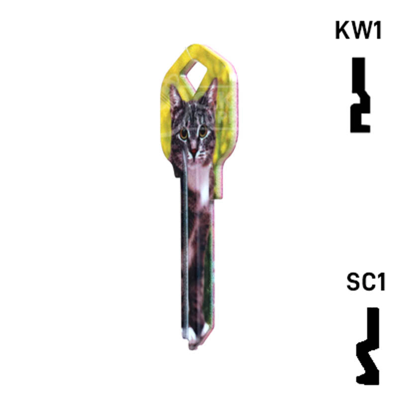 Happy Keys- Silver Tabby Key (Choose Keyway) Residential-Commercial Key Howard Keys