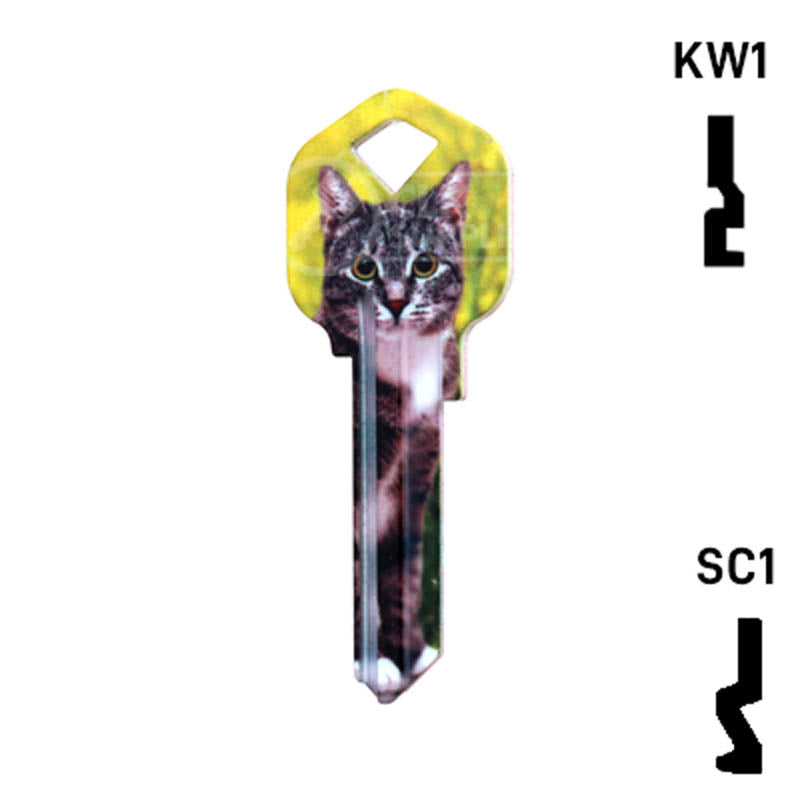 Happy Keys- Silver Tabby Key (Choose Keyway) Residential-Commercial Key Howard Keys