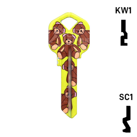 Happy Keys- Teddy Bear Key (Choose Keyway) Residential-Commercial Key Howard Keys