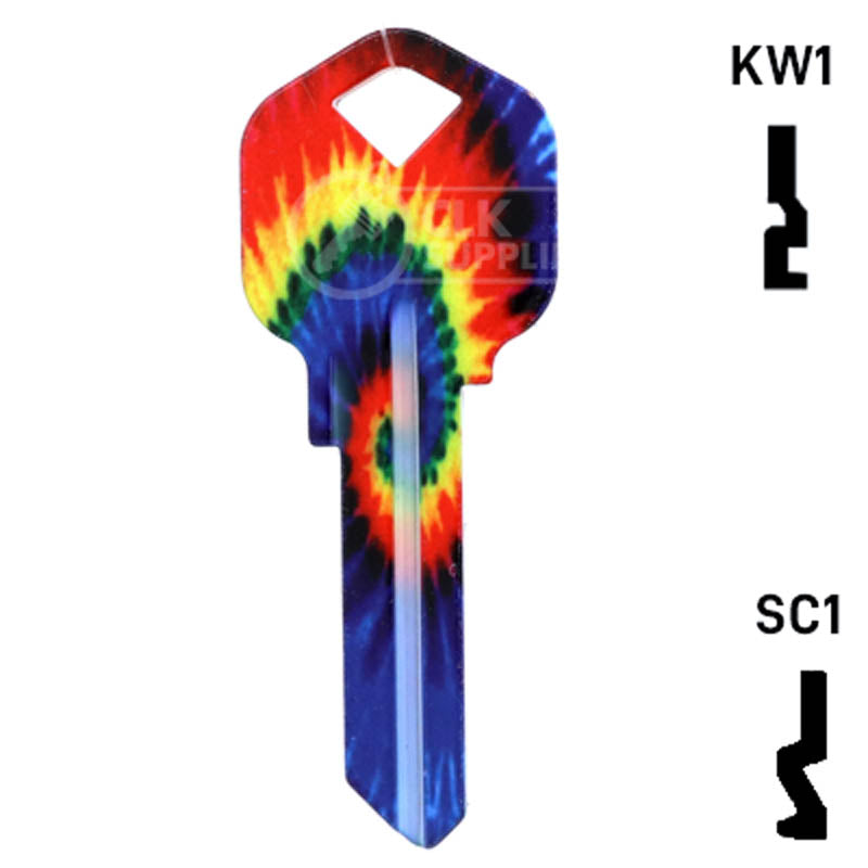 Happy Keys- Tie-Dye Key (Choose Keyway) Residential-Commercial Key Howard Keys