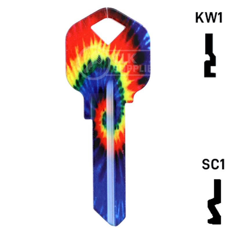 Happy Keys- Tie-Dye Key (Choose Keyway) Residential-Commercial Key Howard Keys