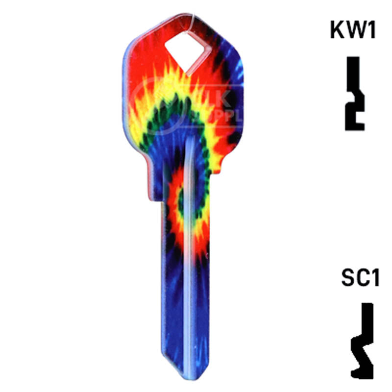 Happy Keys- Tie-Dye Key (Choose Keyway) Residential-Commercial Key Howard Keys