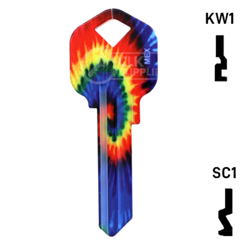 Happy Keys- Tie-Dye Key (Choose Keyway) Residential-Commercial Key Howard Keys