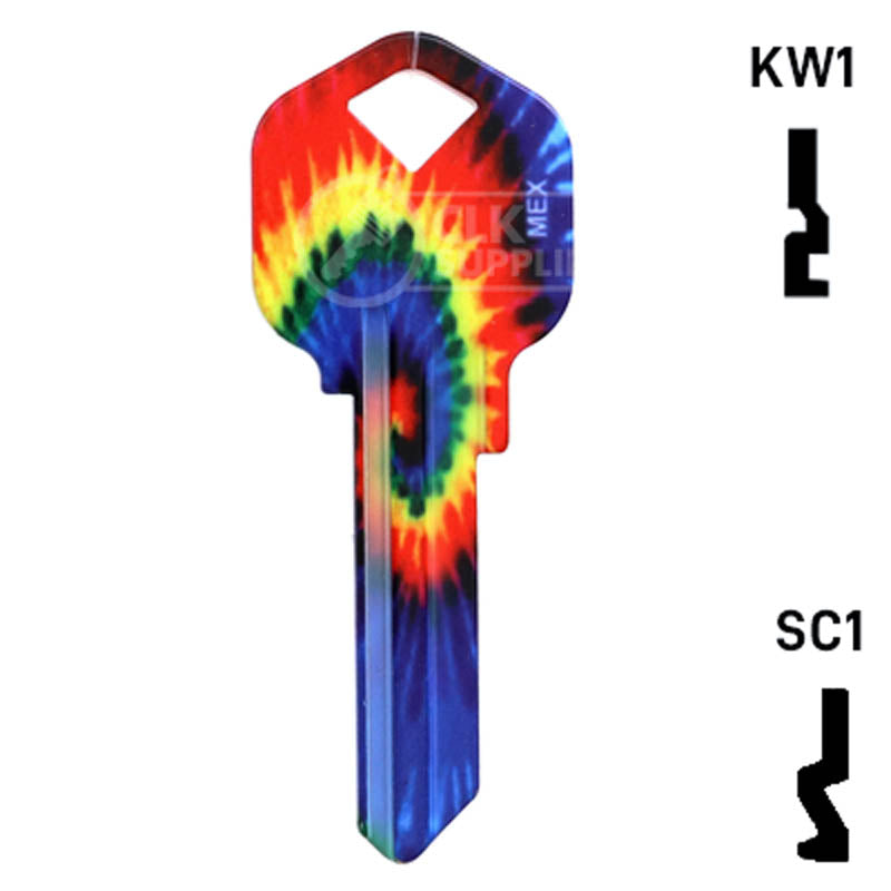 Happy Keys- Tie-Dye Key (Choose Keyway) Residential-Commercial Key Howard Keys