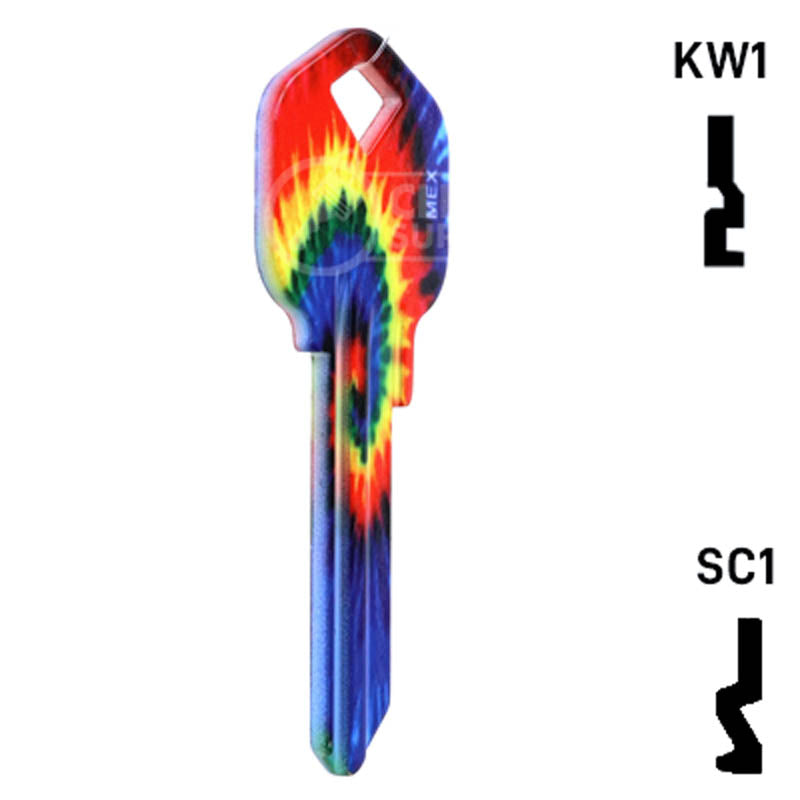 Happy Keys- Tie-Dye Key (Choose Keyway) Residential-Commercial Key Howard Keys