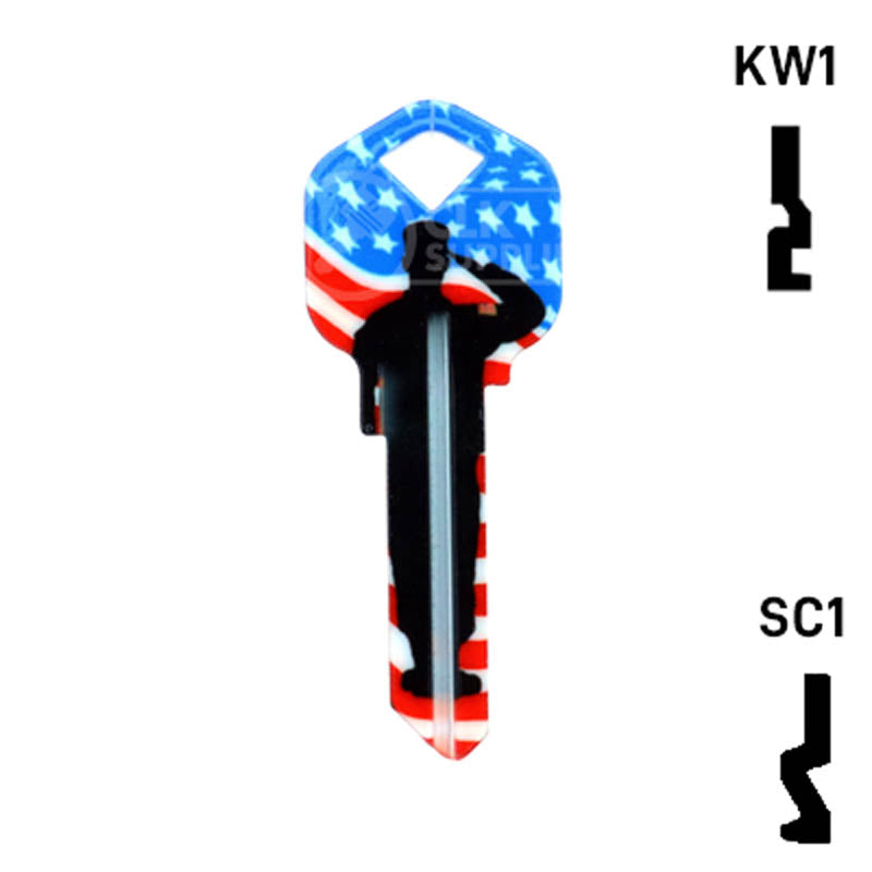 Happy Keys- US Salute Key (Choose Keyway) Residential-Commercial Key Howard Keys