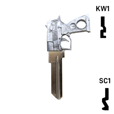 Key Art Pistol Key - Choose Keyway SC1 or KW1/KW10 Residential-Commercial Key Gun Keys