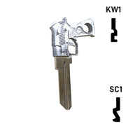 Key Art Pistol Key - Choose Keyway SC1 or KW1/KW10 Residential-Commercial Key Gun Keys