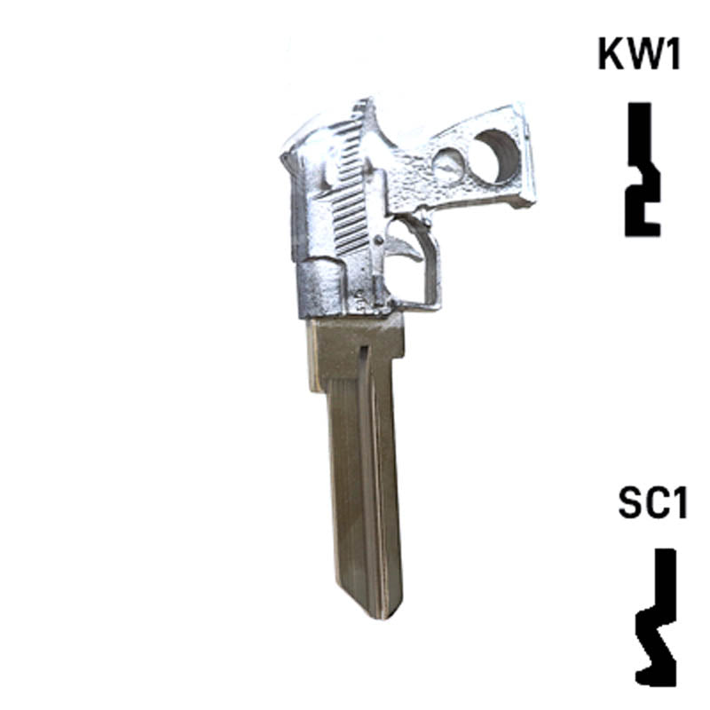 Key Art Pistol Key - Choose Keyway SC1 or KW1/KW10 Residential-Commercial Key Gun Keys