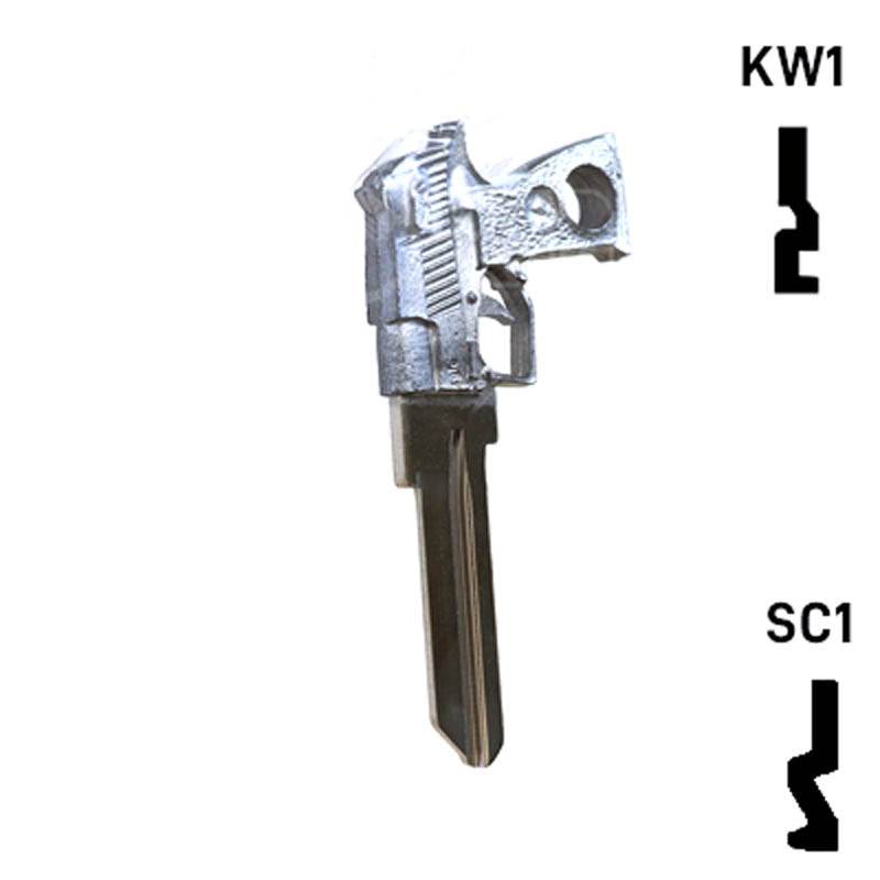 Key Art Pistol Key - Choose Keyway SC1 or KW1/KW10 Residential-Commercial Key Gun Keys