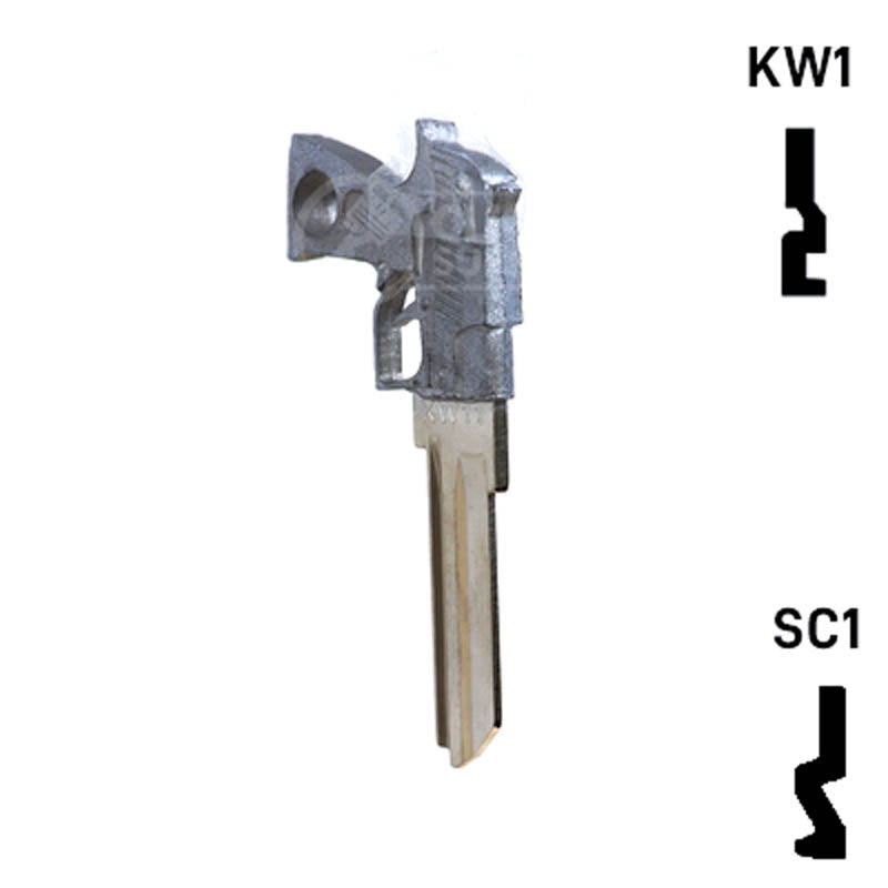 Key Art Pistol Key - Choose Keyway SC1 or KW1/KW10 Residential-Commercial Key Gun Keys