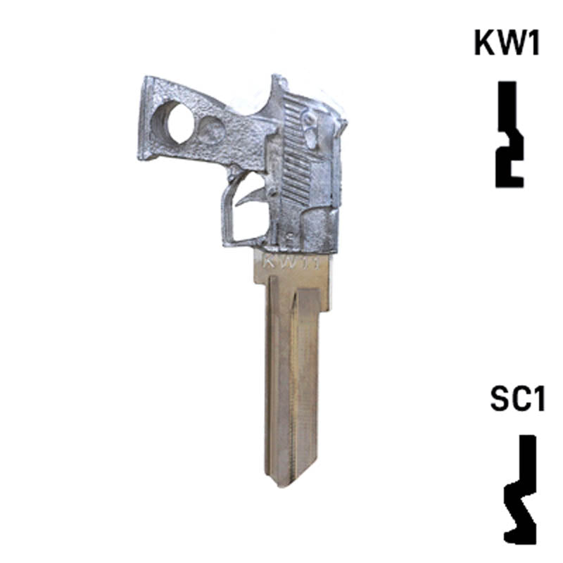 Key Art Pistol Key - Choose Keyway SC1 or KW1/KW10 Residential-Commercial Key Gun Keys