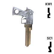 Key Art Pistol Key - Choose Keyway SC1 or KW1/KW10 Residential-Commercial Key Gun Keys