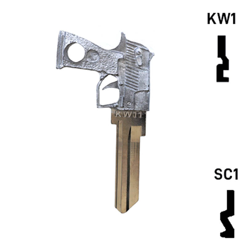 Key Art Pistol Key - Choose Keyway SC1 or KW1/KW10 Residential-Commercial Key Gun Keys
